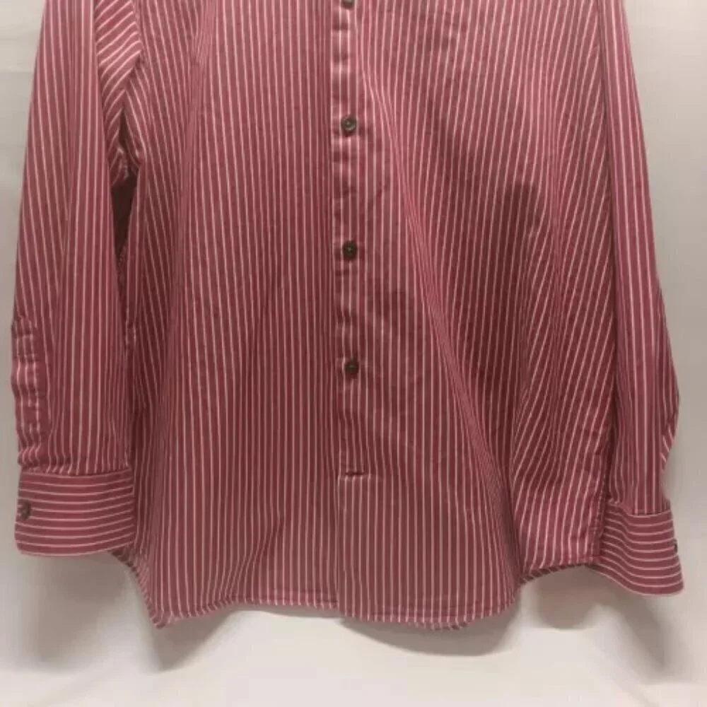 Banana Republic Mens Button Up Shirt‎ Size XL Maroon/White Stripe Cotton EUC